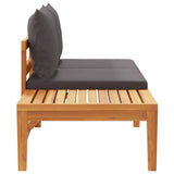 Garden Bench with Table Dark Grey Cushions Solid Acacia Wood - Rear View