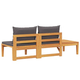 Garden Bench with Table Dark Grey Cushions Solid Acacia Wood - Close-Up Angle