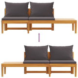Garden Bench with Table Dark Grey Cushions Solid Acacia Wood