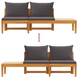 Garden Bench with Table Dark Grey Cushions Solid Acacia Wood - Low Angle