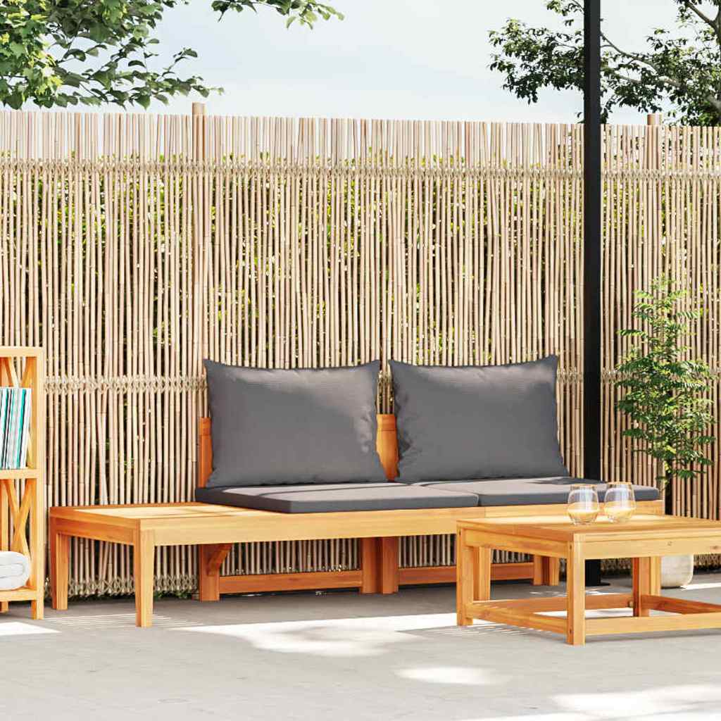 Garden Bench with Table Dark Grey Cushions Solid Acacia Wood