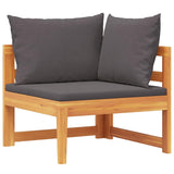 Corner Sofa with Dark Grey Cushions Solid Acacia Wood - Front View