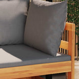 Corner Sofa with Dark Grey Cushions Solid Acacia Wood - Side View