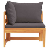 Corner Sofa with Dark Grey Cushions Solid Acacia Wood - Rear View