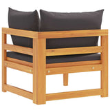 Corner Sofa with Dark Grey Cushions Solid Acacia Wood