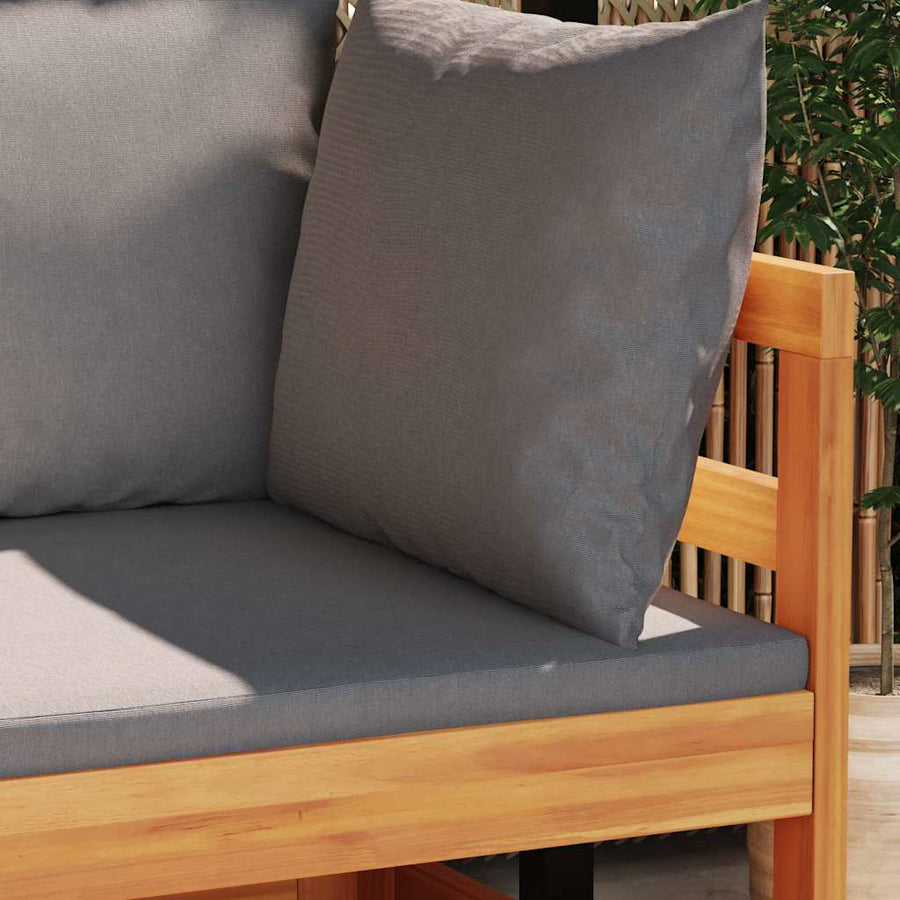 2 Piece Garden Lounge Set with Dark Grey Cushions Acacia Wood