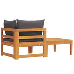 2 Piece Garden Lounge Set with Dark Grey Cushions Acacia Wood