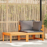 2 Piece Garden Lounge Set with Dark Grey Cushions Acacia Wood