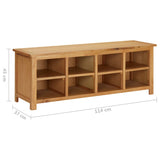Shoe Rack 114x37x45 cm Solid Oak Wood - Rear View