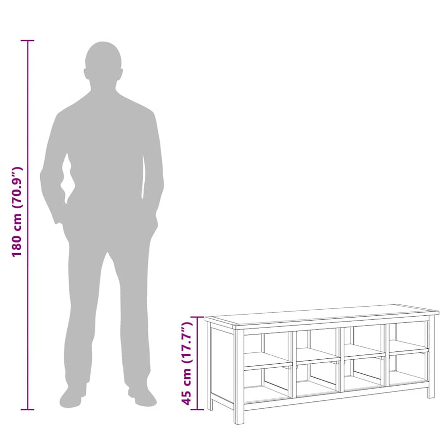 Shoe Rack 114x37x45 cm Solid Oak Wood