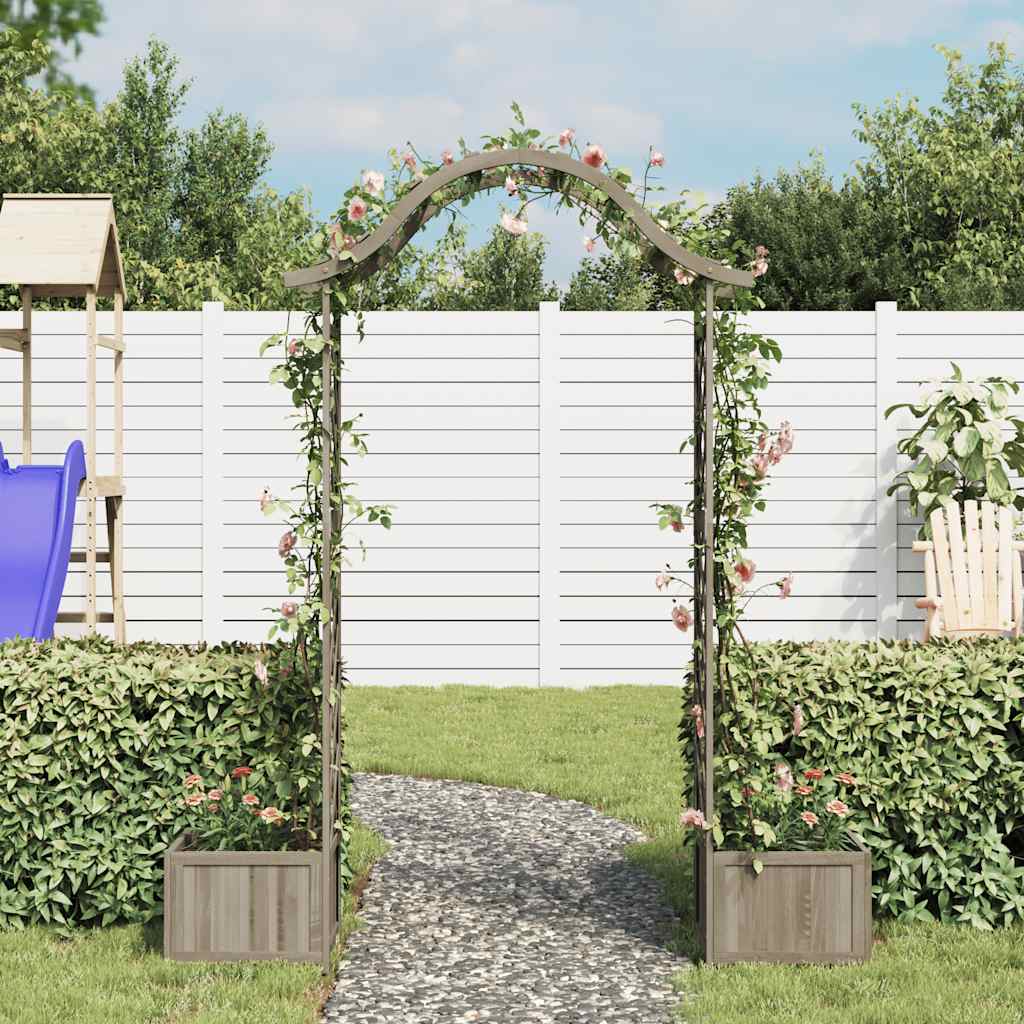 Garden Pergola with Planter Grey Solid Firwood