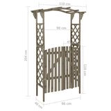 Pergola with Gate 116x40x204 cm Grey Solid Firwood - Rear View