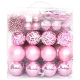 65 Piece Christmas Bauble Set Pink/Red/White - Side View