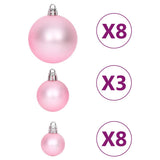 65 Piece Christmas Bauble Set Pink/Red/White - Close-Up Angle