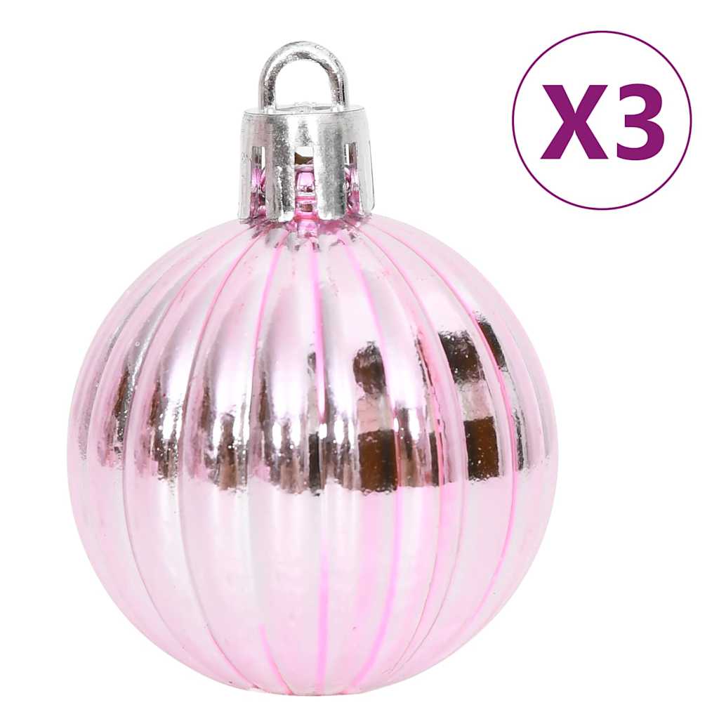 65 Piece Christmas Bauble Set Pink/Red/White