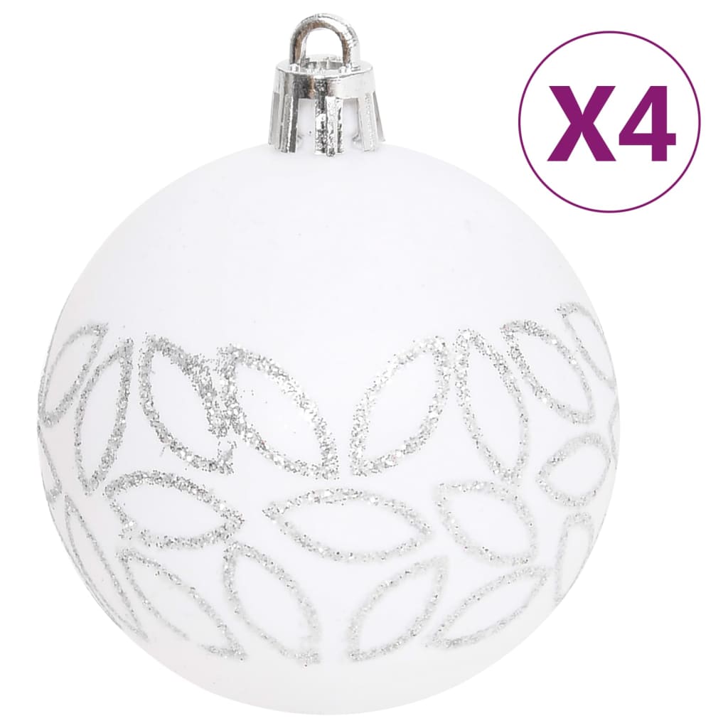 70 Piece Christmas Bauble Set Silver and White