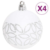 70 Piece Christmas Bauble Set Silver and White - 45-Degree Angle