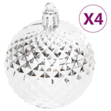 70 Piece Christmas Bauble Set Silver and White - Close-Up Angle