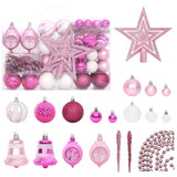 108 Piece Christmas Bauble Set White and Pink