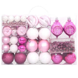 108 Piece Christmas Bauble Set White and Pink - Side View