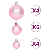 108 Piece Christmas Bauble Set White and Pink - Close-Up Angle