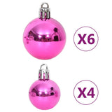 108 Piece Christmas Bauble Set White and Pink - Low Angle