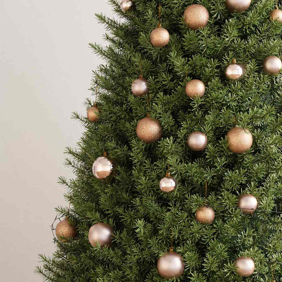 60 Piece Christmas Ball Set with Peak and 150 LEDs Rose Gold