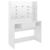 Makeup Table with LED Lights 100x40x135 cm MDF Shining White