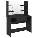 Makeup Table with LED Lights 100x40x135 cm MDF Black - Front View