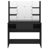Makeup Table with LED Lights 100x40x135 cm MDF Black