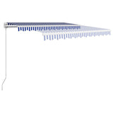 Manual Retractable Awning 300x250 cm Blue and White - Side View