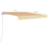 Manual Retractable Awning 300x250 cm Yellow and White - Close-Up Angle