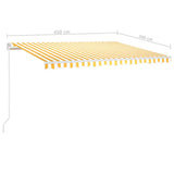 Manual Retractable Awning 450x300 cm Yellow and White - Close-Up Angle