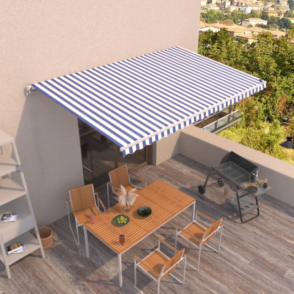 Manual Retractable Awning 500x300 cm Blue and White