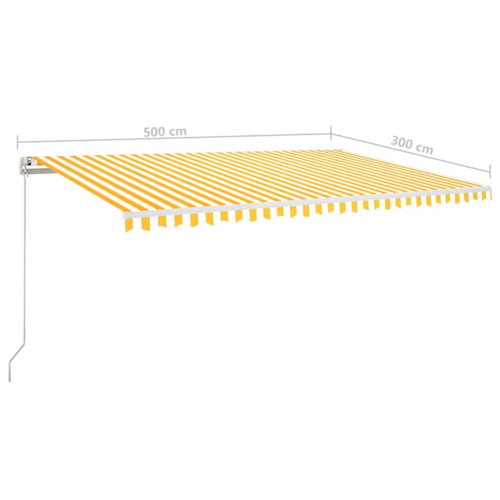 Manual Retractable Awning 500x300 cm Yellow and White (313193+313176)
