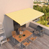 Manual Retractable Awning 500x300 cm Yellow and White (313193+313176)