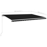 Manual Retractable Awning 500x300 cm Anthracite - Close-Up Angle