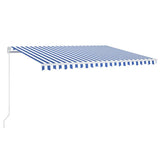 Manual Retractable Awning 400x350 cm Blue and White (313195+313163) - Front View