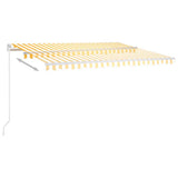 Manual Retractable Awning 400x350 cm Yellow and White (313195+313177) - Rear View
