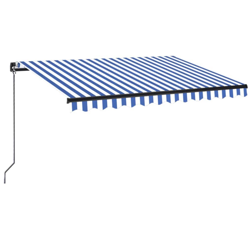 Manual Retractable Awning with LED 300x250 cm Blue and White