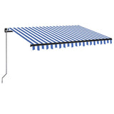 Manual Retractable Awning with LED 300x250 cm Blue and White