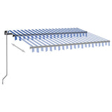 Manual Retractable Awning with LED 300x250 cm Blue and White - Side View