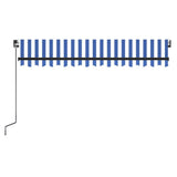 Manual Retractable Awning with LED 300x250 cm Blue and White