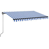 Manual Retractable Awning with LED 350x250 cm Blue and White - Front View