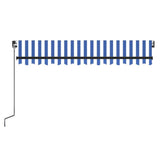 Manual Retractable Awning with LED 350x250 cm Blue and White - Top-Down View