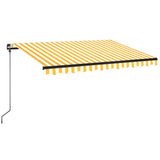 Manual Retractable Awning with LED 350x250 cm Yellow and White - Front View