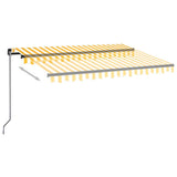 Manual Retractable Awning with LED 350x250 cm Yellow and White - Side View