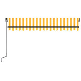 Manual Retractable Awning with LED 350x250 cm Yellow and White - Top-Down View