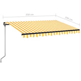 Manual Retractable Awning with LED 350x250 cm Yellow and White - Close-Up Angle