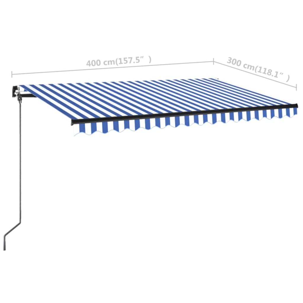 Manual Retractable Awning 400x300 cm Blue and White